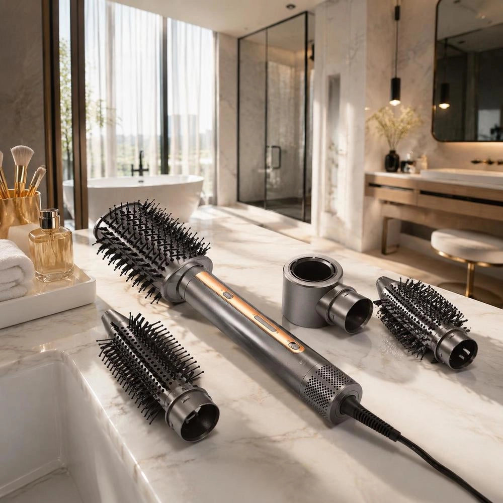 4-in-1 Multi-hair Styler, 110.000 Rpm High-speed Ionic Air Styler With 3 Brushes And 1 Nozzle, 4 Temperature And 3 Speed Settings, Blow-dry Brush For Curls, Styling And Volume