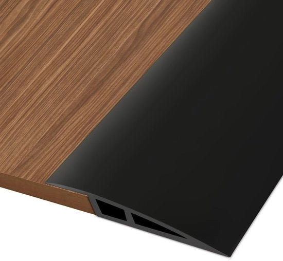Striscia di transizione PVC, 2M * 7CM, profilo di transizione autofibroso, striscia di transizione per differenze di livello, striscia di copertura per pavimenti in parquet e laminati (nero, per differenze di 10mm a 15mm)