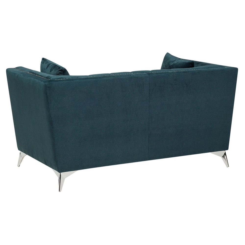 Set di divani a 2 + 3 posti con trapuntatura del pannello di rivestimento della testa del chiodo blu verde acqua