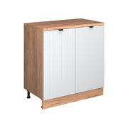 Mobile cucina sottotetto R-Line Ondulazione bianca/Rovere dorato 80 cm senza inclinazione con 2 ante Vicco