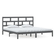 Letto matrimoniale | Letto per adulti | Giroletto Grigio in Legno Massello di Pino 200x200 cm