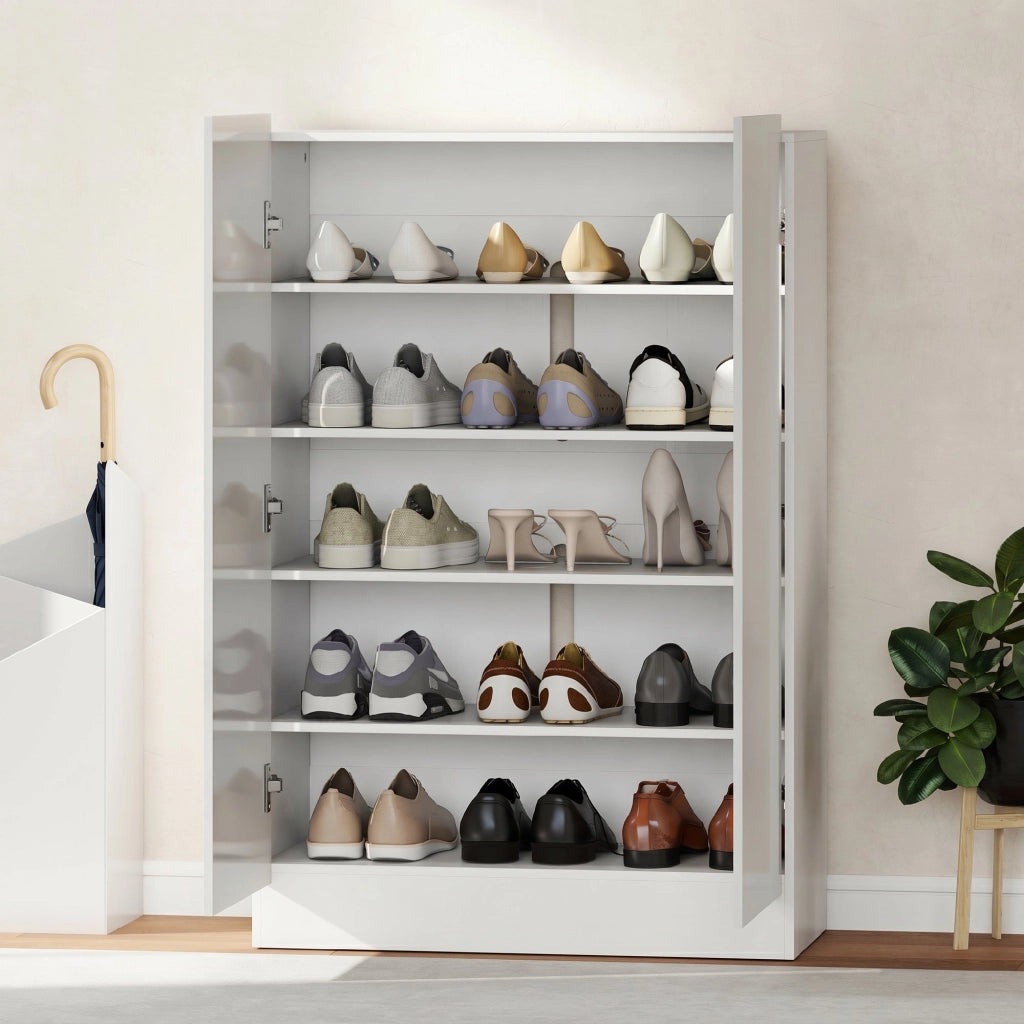Scarpiera con appendiabiti 5 livelli ¨C zephmum ¨C bianco 72x34,5x103cm