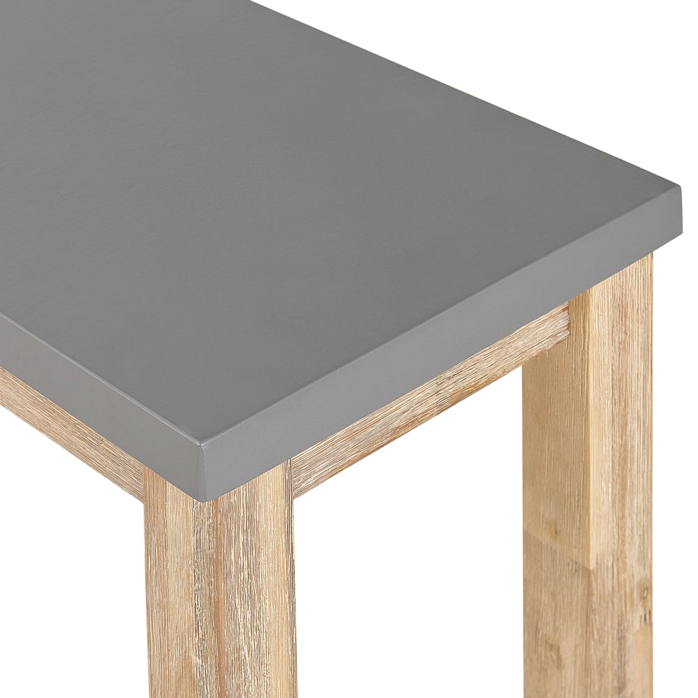 Panca da giardino per esterni in fibra di cemento con base in legno grigio a 3 posti 180 x 90 cm Mobili da giardino industriali moderni