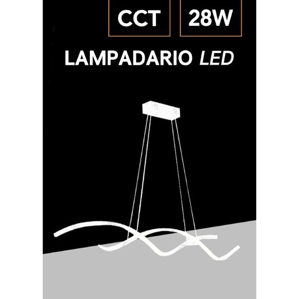 Trade Shop - Lampada Led A Sospensione Moderno Onde Intrecciate 28w 2240lm Cct Luce Variabile B56-3c -