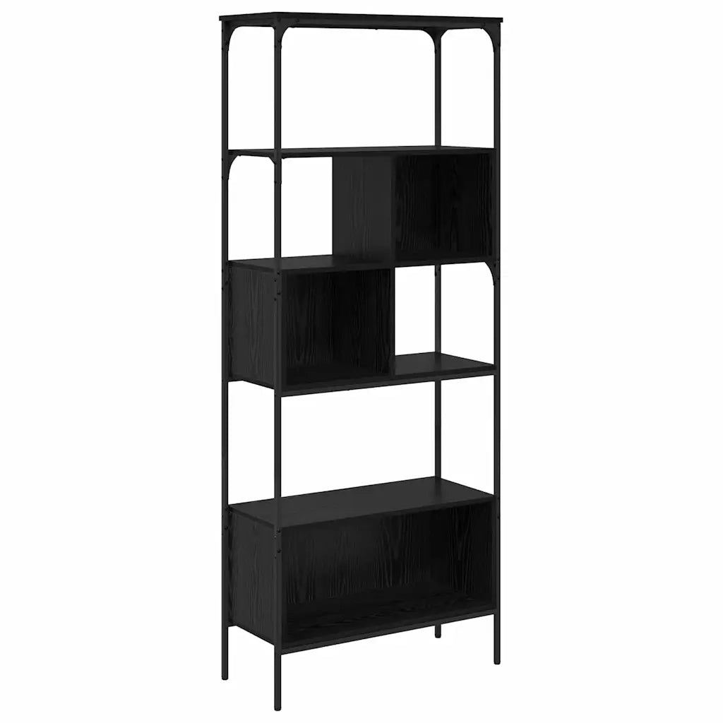 Libreria-Scaffale per Libri-Mobile di Stoccaggio Rovere Nero 76 x 33 x 188,5 cm Legno multistrato