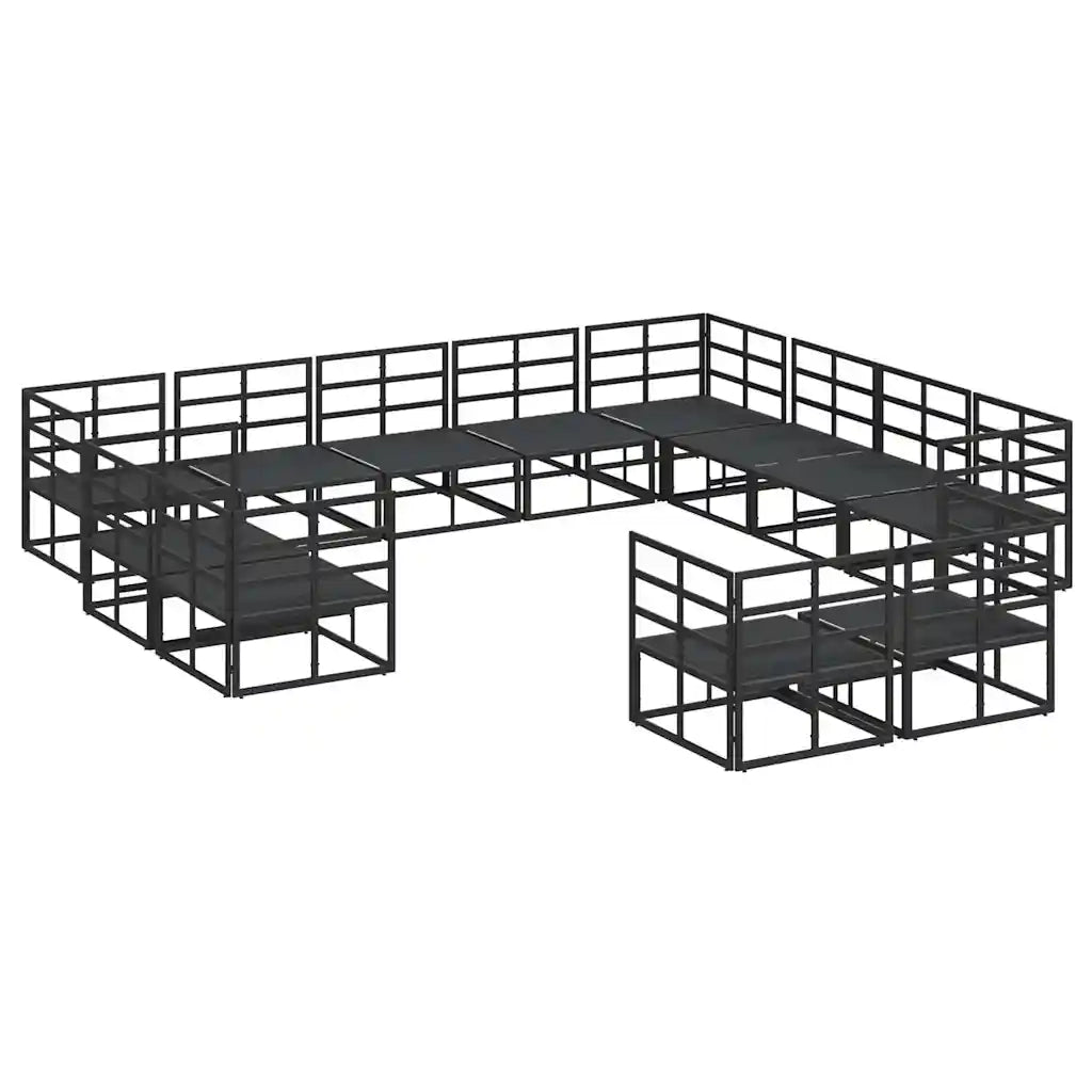 vidaXL Set Divano da Giardino con cuscino 12 pcs Nero Alluminio