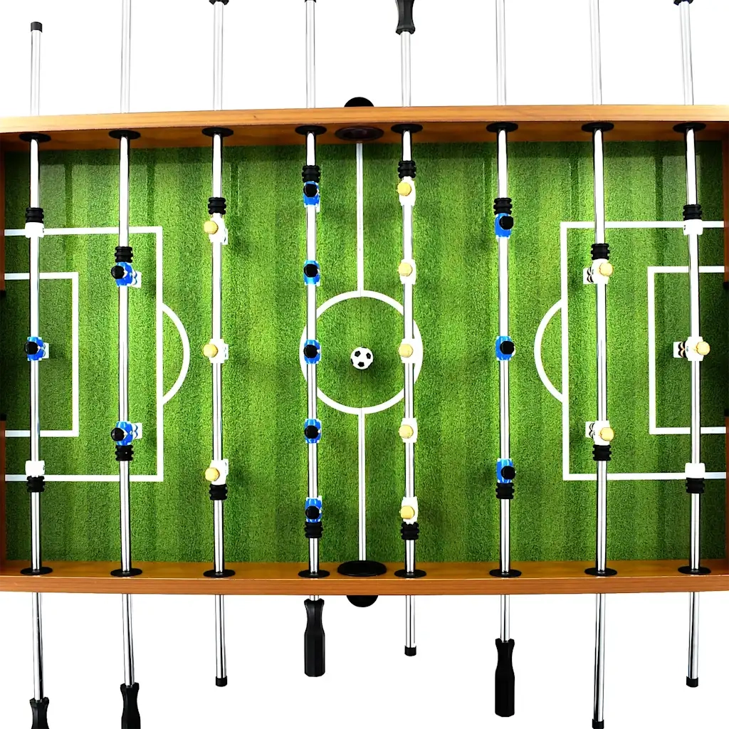 Tavolo Calcio Balilla Acciaio 140x74,5x87,5cm Marroncino e Nero 92502
