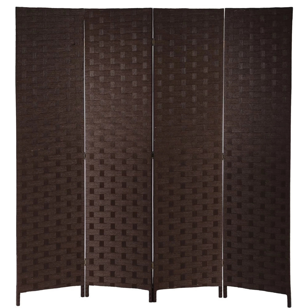 Trade Shop - Separe' A 4 Ante Pannelli Double Face Marrone Paravento Divisorio Ambienti Sep06 523367 -