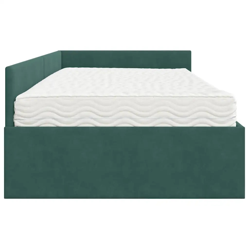 Struttura Letto Angolare con Materasso 2 pz-Giroletto con materasso Verde Velluto 247914