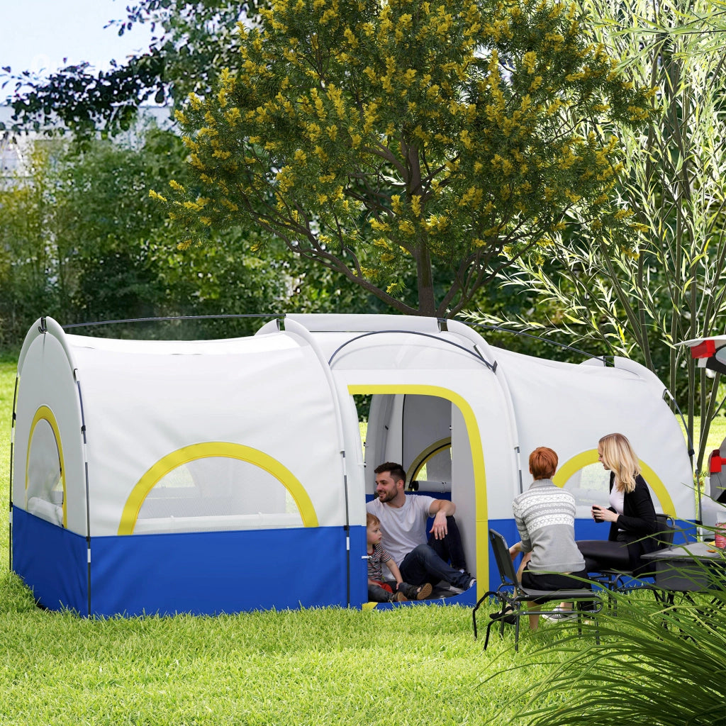 Tenda da campeggio familiare 4 persone ¨C zephmum ¨C blu e bianco 435x251x195 cm