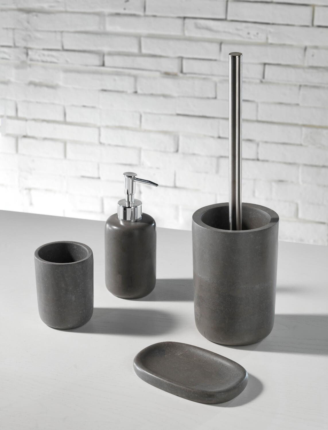 Set 4 Accessori da Bagno in Resina TFT Praia Grigio