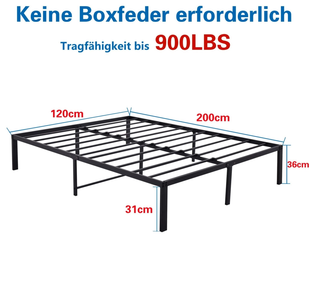 Struttura letto 120x200 cm silenziosa con spazio contenitore in metallo nero