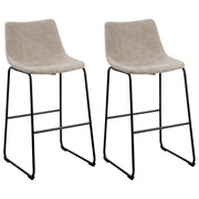 Set di 2 sgabelli da bar rivestimento in tessuto beige gambe in metallo Nero poggiapiedi industriale