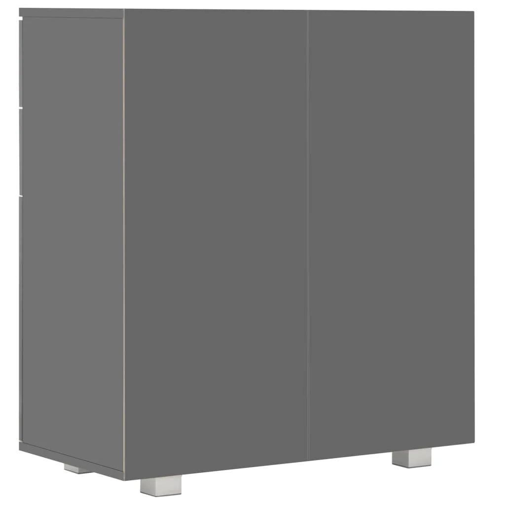 Buffet credenza cassettiera armadio mobile contenitore organizer per cucina soggiorno finitura lucida 71 x 35 x 80 cm legno ingegnerizzato grigio 02_0031820