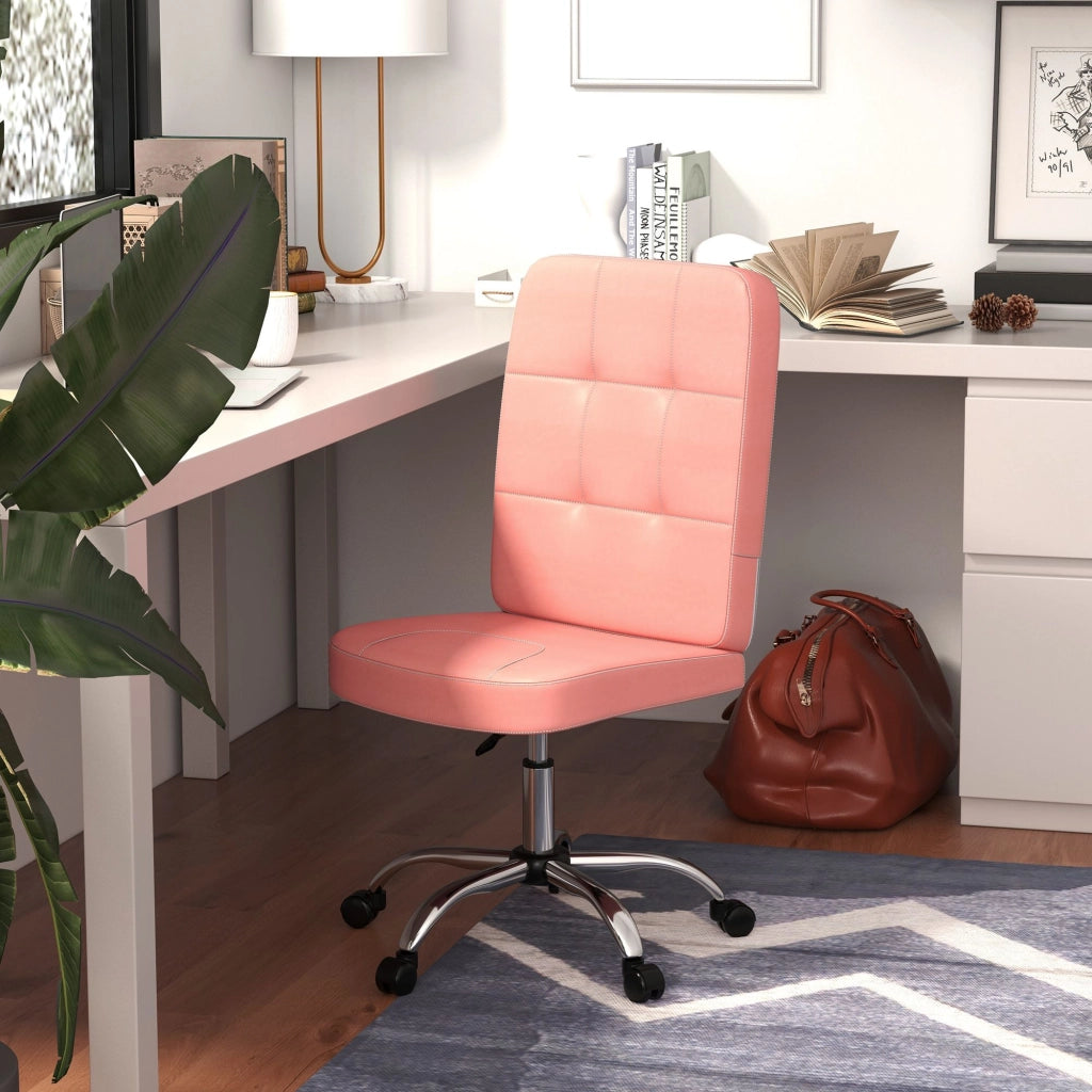 Sedia da ufficio senza braccioli girevole in similpelle con altezza regolabile ¨C zephmum ¨C 45x59x90-100 cm rosa