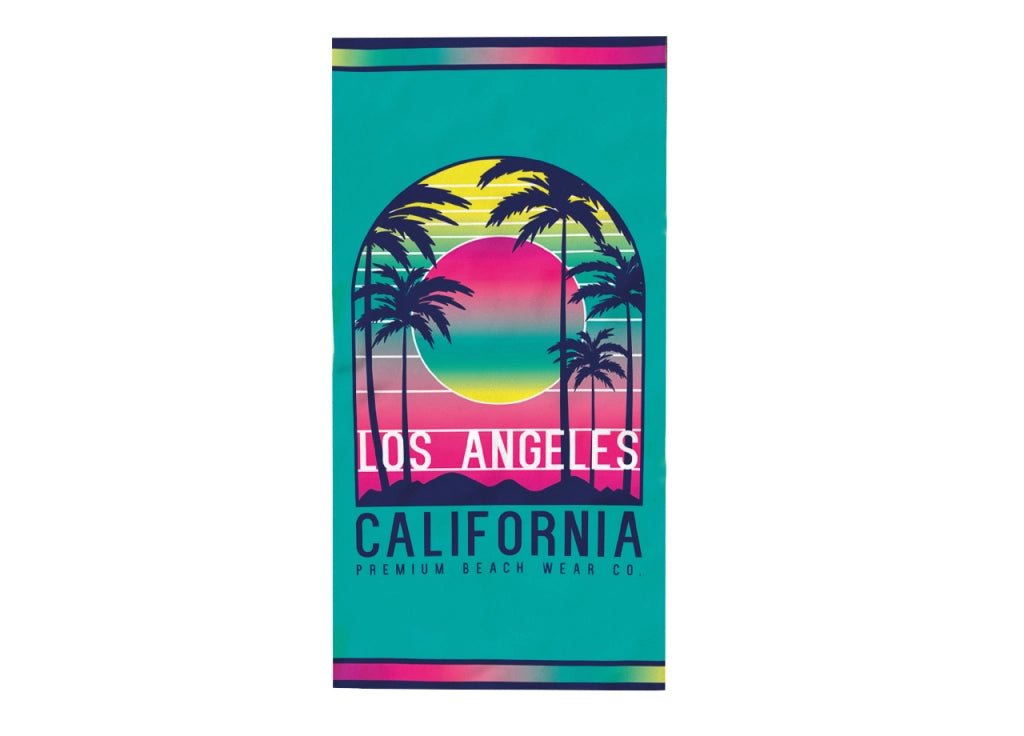 Telo Mare Stampato In Spugna Disegno California Los Angeles