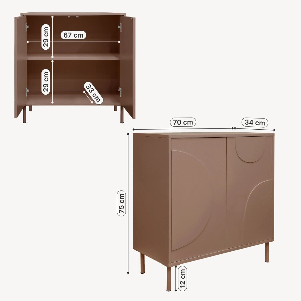 Credenza Holea Comò a 2 Ante 75 x 70 x 34 cm - Marrone Cioccolato Latte [en.casa]