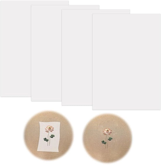 Set di carta per cucito idrorepellente da 4 pezzi - Formato A4 - Tela per cucito rimovibile - Alta qualità - Adesione forte - Ideale per progetti di cucito - Velo per cucito