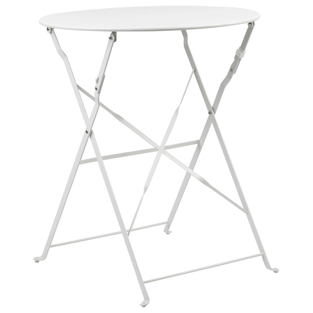 Set da Esterno 3 pezzi Tavolino e 2 Sedile Pieghevoli in Metallo Bianco Giardino Terrazzo Balcone