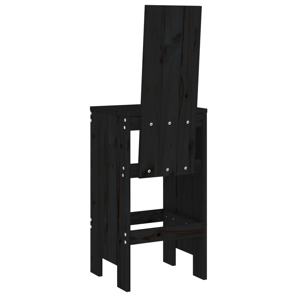 Sgabelli da Bar 2pz Neri 40x42x120 cm Legno Massello Pino 825356