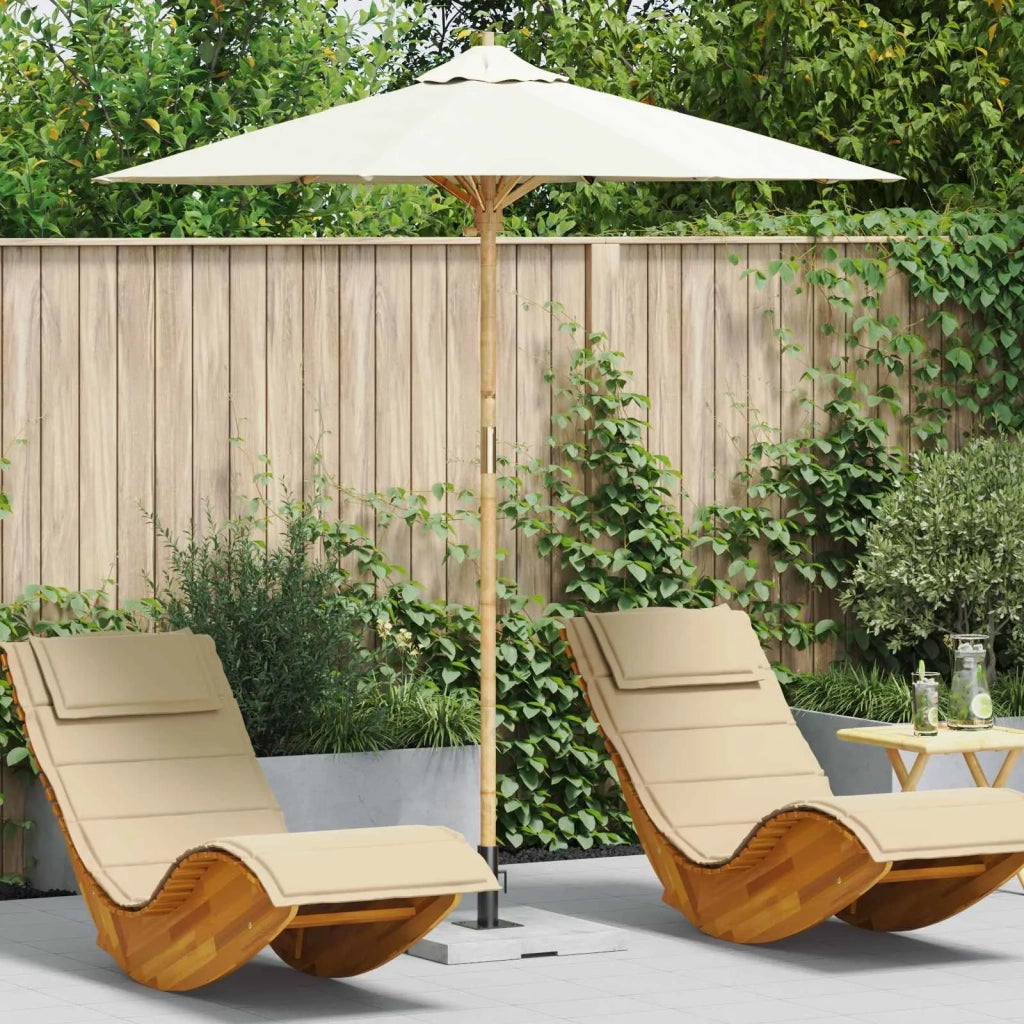 Ombrello da giardino-Ombrellone da spiaggia Bianco Crema ? 217 x 230 cm Bamb¨´