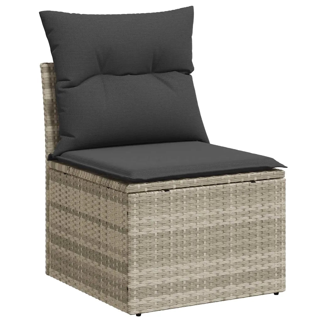 Sedia Senza Braccioli con Cuscini Grigio Chiaro in Polyrattan 366190