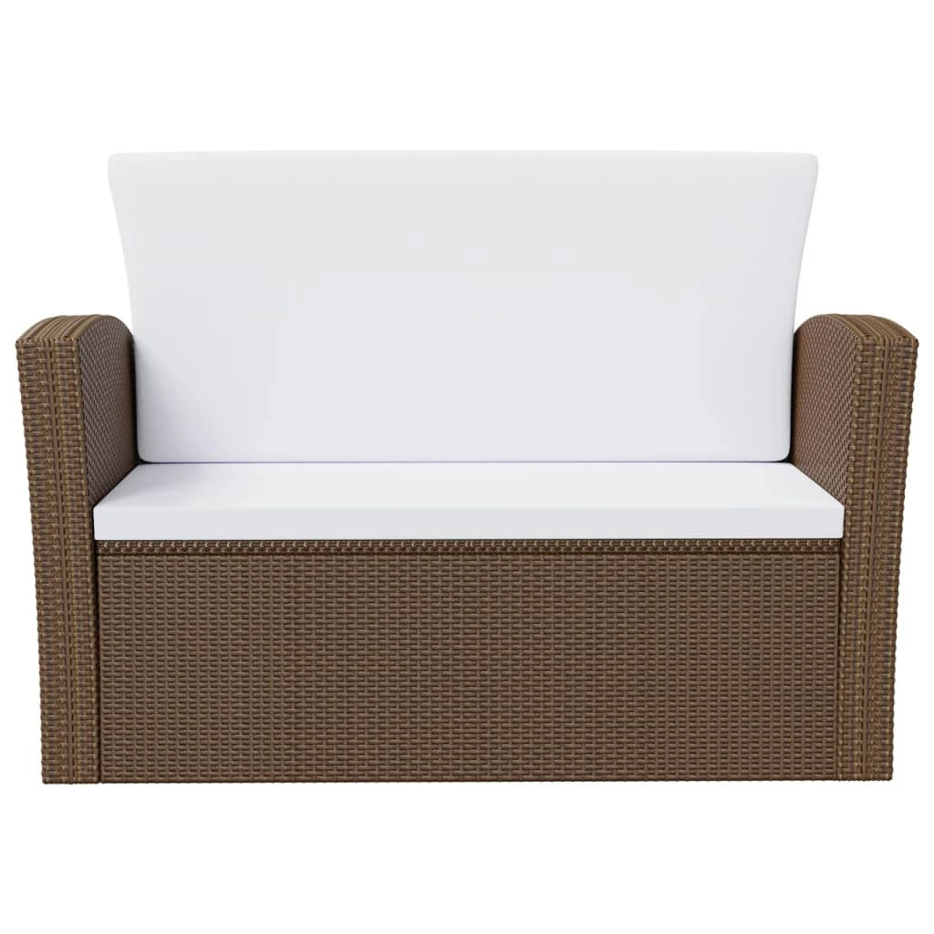 Set di mobili da giardino mobili da esterno 8 pezzi con cuscini resina intrecciata marrone 02_0017702