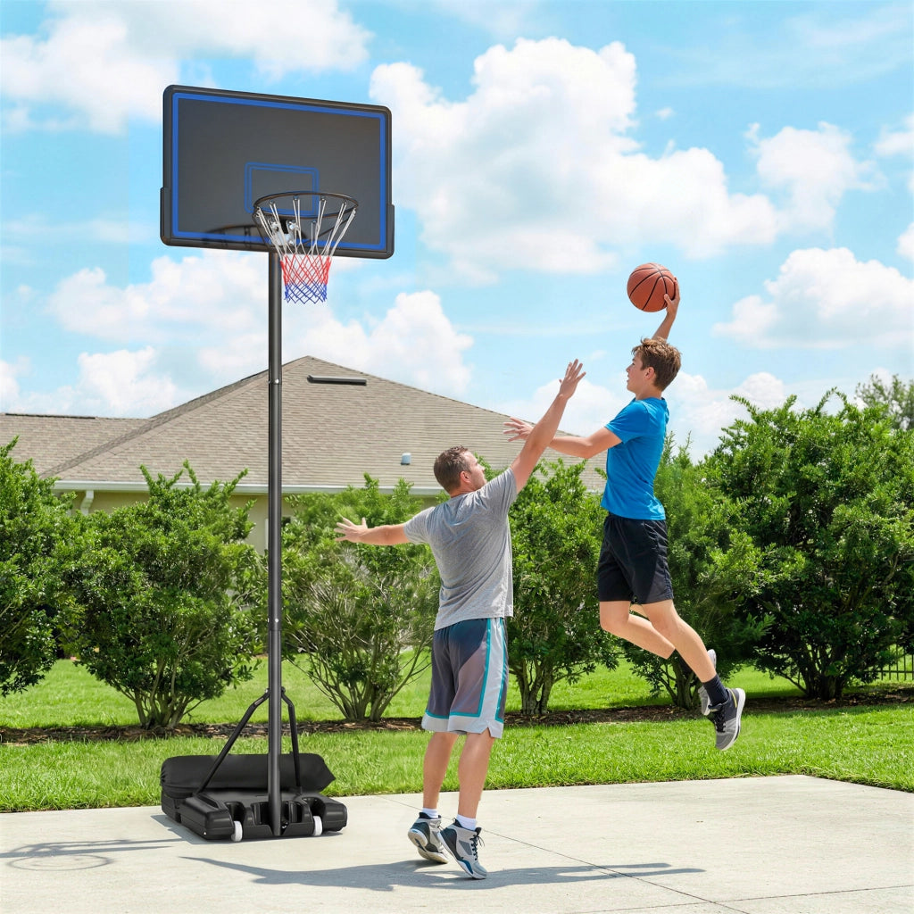 Panier da Basket Regolabile in Altezza ¨C zephmum ¨C 1.35-3.05m Blu con Ruote e Base