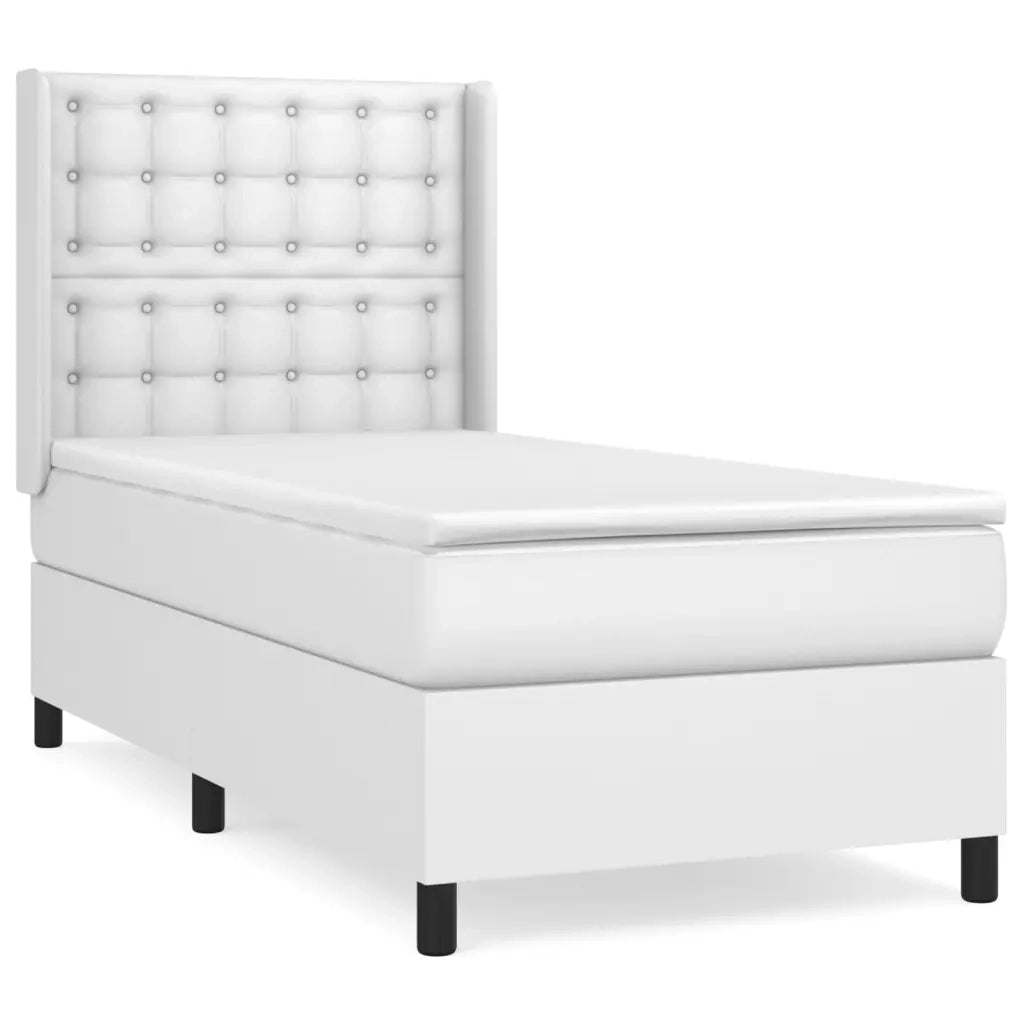 Giroletto a Molle con Materasso-Struttura Letto Bianco 90x190 cm in Similpelle 704607