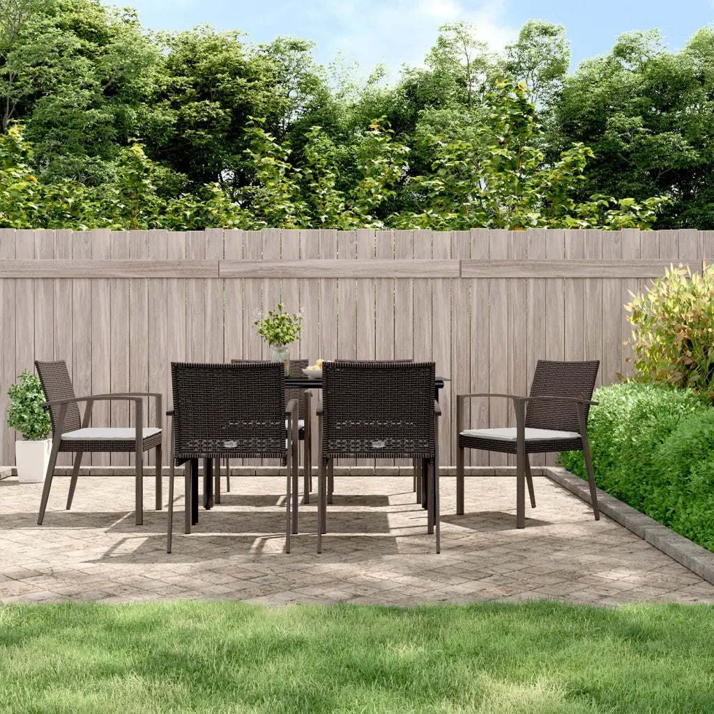 Set Pranzo da Giardino 7 pz con Cuscini in Polyrattan e Acciaiocod mxl 100590