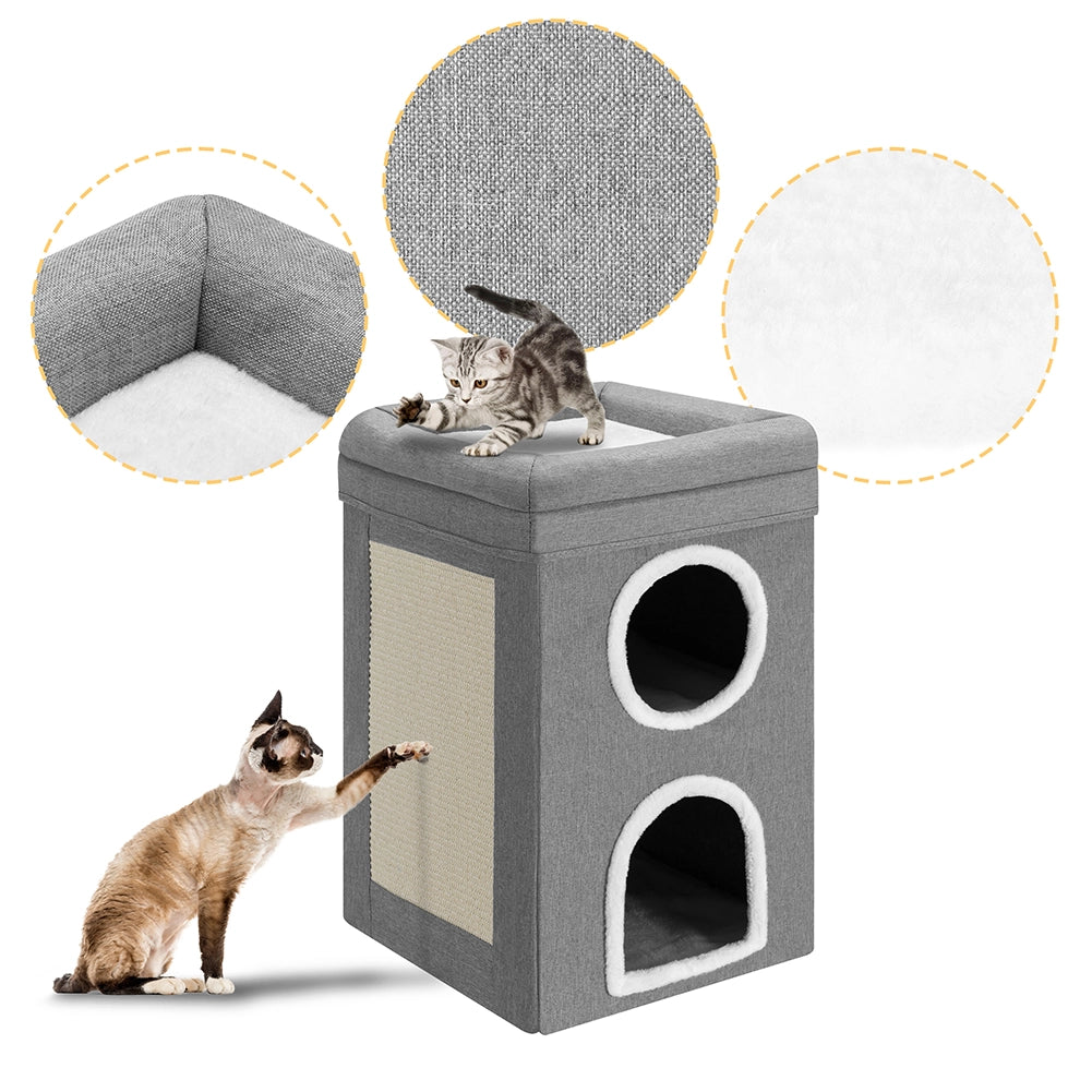 Cuccia Casa per Gatti 3 Ripiani Tiragraffi Casetta Animali Domestici 41x41x63 cm
