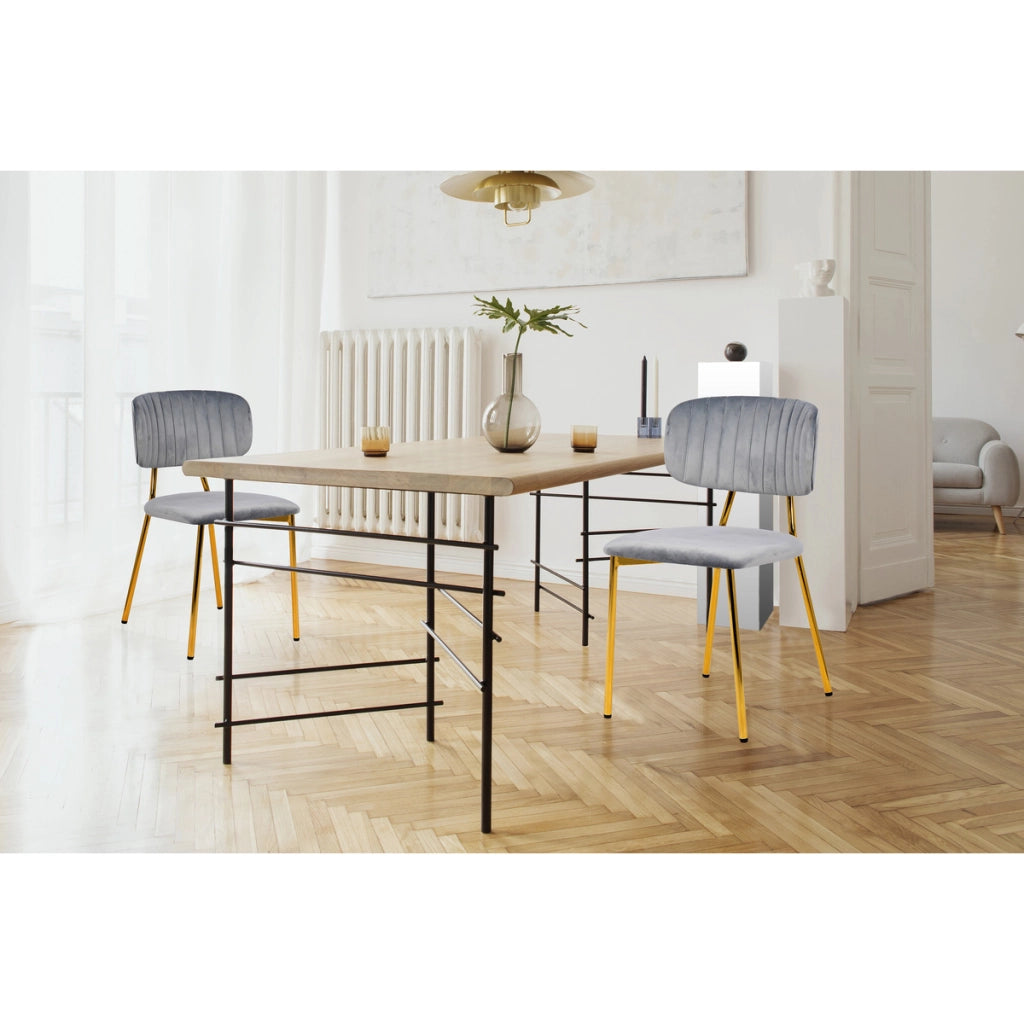 Set di 2 sedie Giselle in velluto grigio e oro