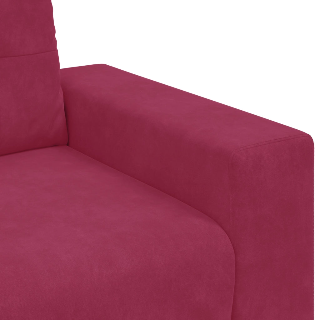 Divano 3 posti  Rosso vino 180 cm in velluto