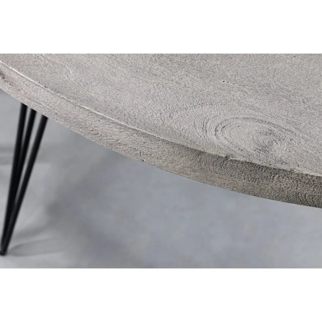 Tavolo da pranzo SILVA - Legno di mango grigio e metallo nero - 120 cm - Forma rotonda - Stile contemporaneo