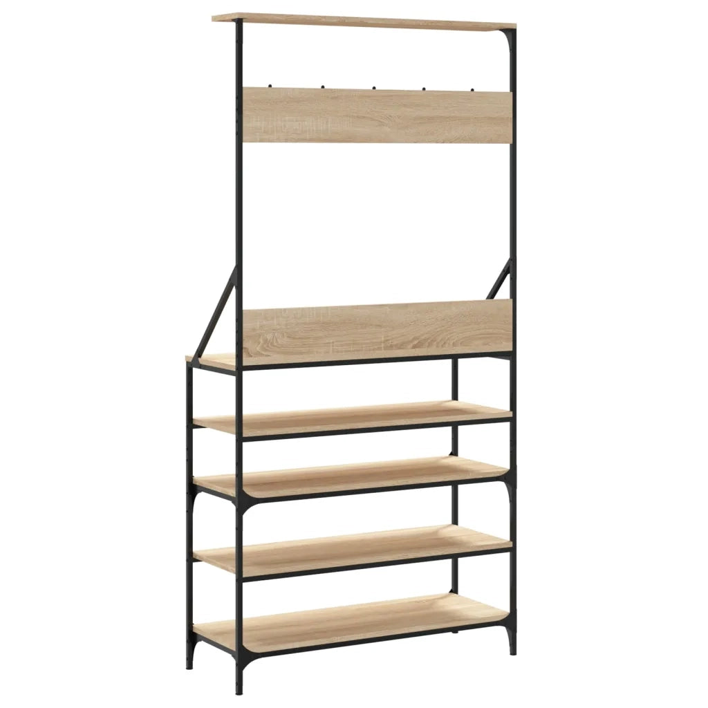 Appendiabiti con Porta Scarpe Rovere Sonoma 90x34x184 cm 837878