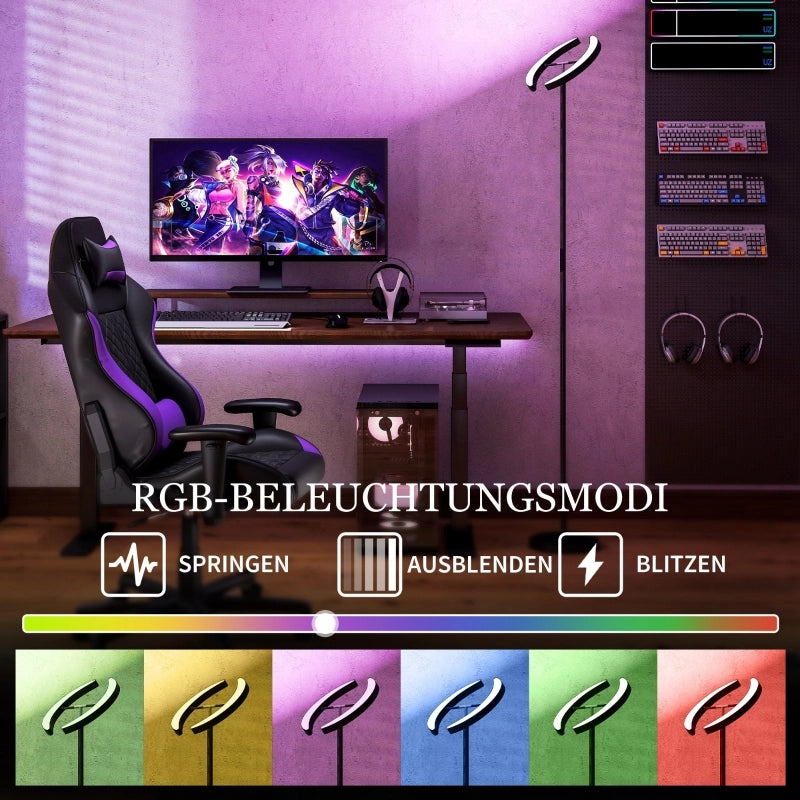 Lampada da terra RGB, lampada dimmerabile con opzioni di illuminazione multicolore, orientabile, nera
