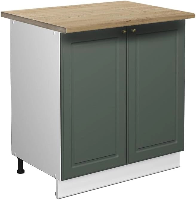 Mobile lavello cucina Fame-Line, Verde-oro Country House, 80 cm con ripiano, PL Rovere, per la combinazione con altri moduli della serie Fame-Line