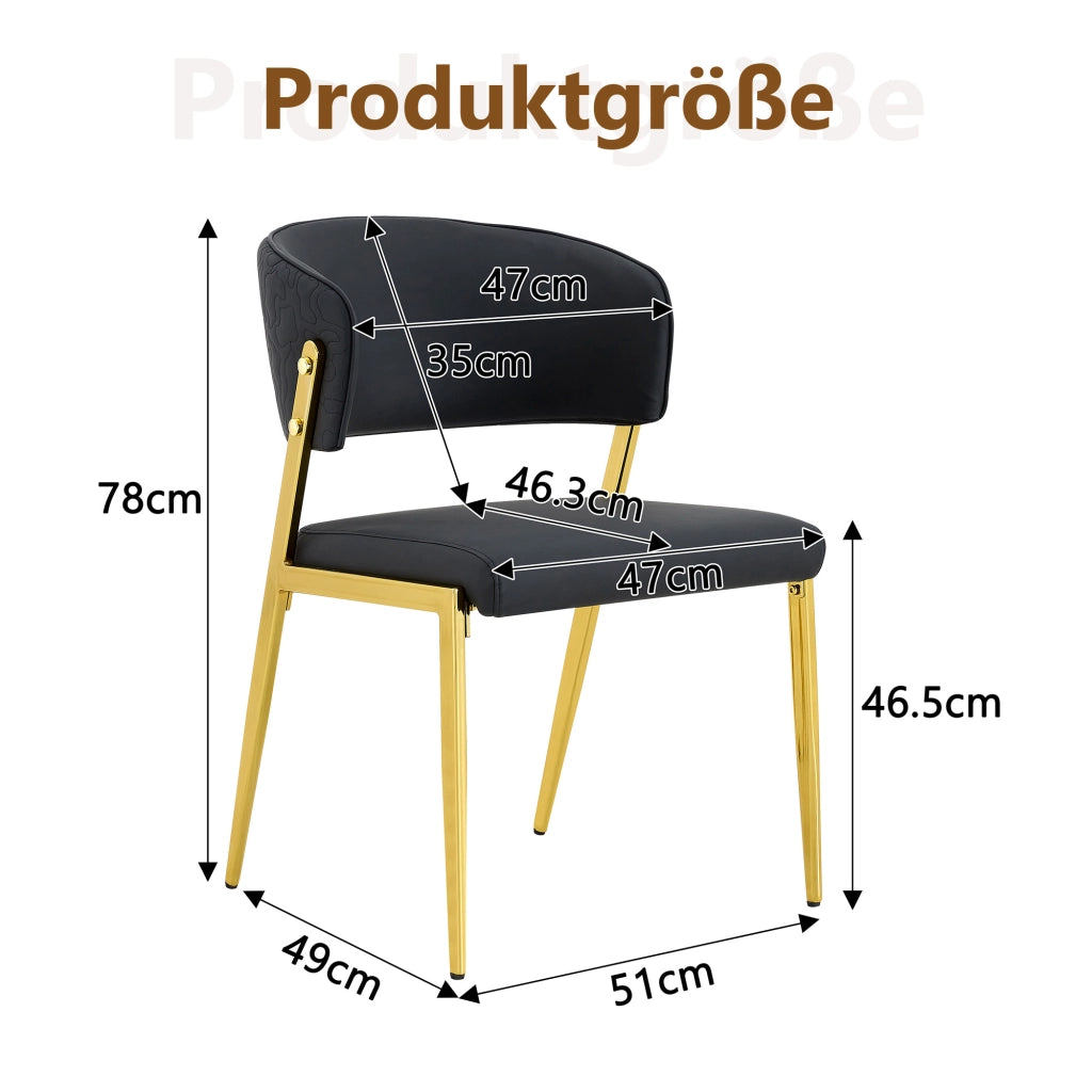 SEDIA da pranzo moderna con schienale curvo in PU nero, Set da 2 pezzi