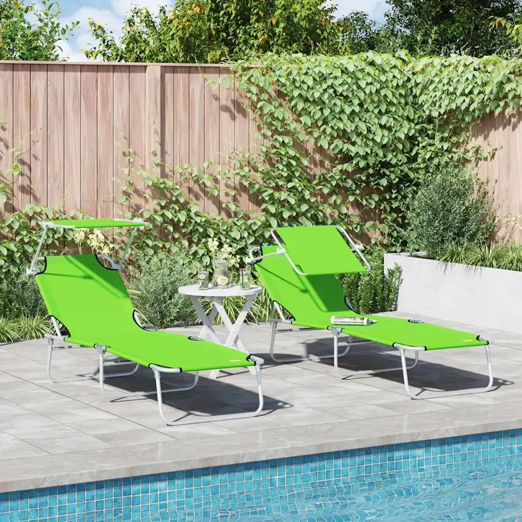 Lettino da sole 2 pcs Verde 58 x 188 x 77cm Poliestere 42003064