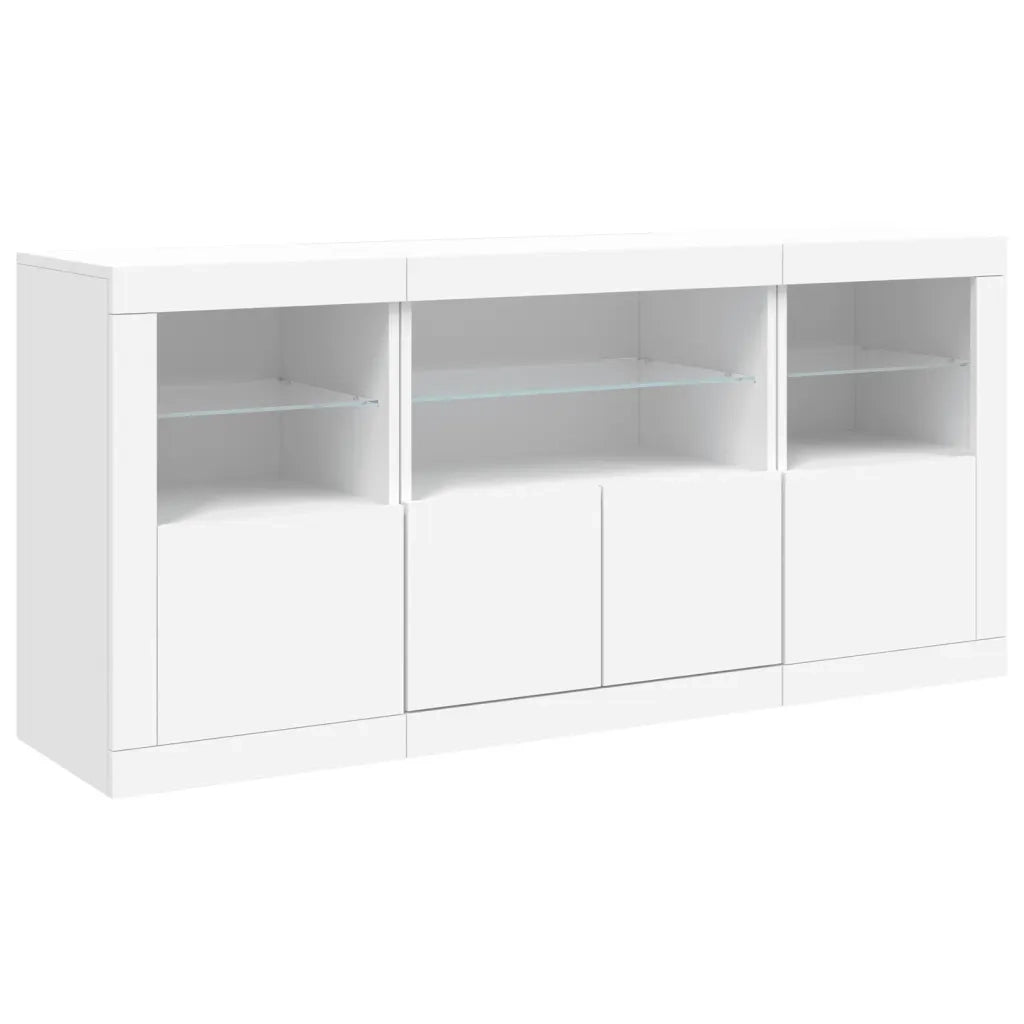 Credenza | Madia | Buffet da pranzo | Armadio da pranzo con Luci LED Bianca 142,5x37x67 cm