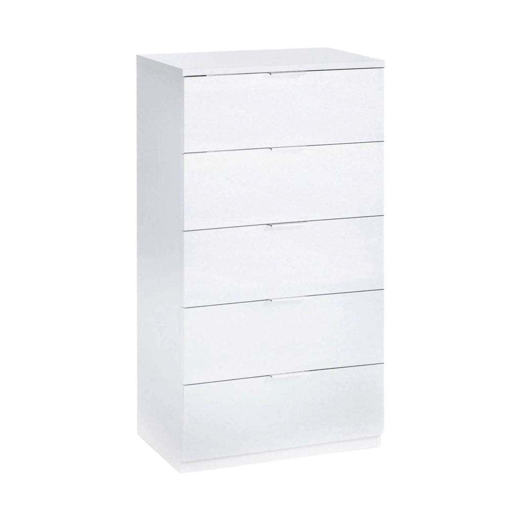 Cassettiera Armenia, Settimanale a 5 cassetti, Mobile ComÒ² per camera da letto, Settimanale moderno, cm 60x40h110, Bianco