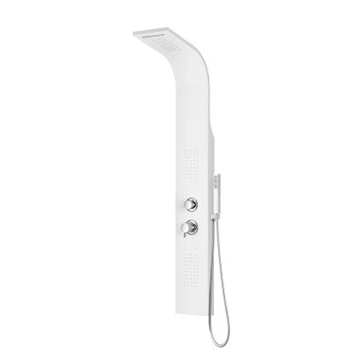 Colonna doccia idromassaggio in alluminio bianco opaco con 4 getti