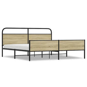 Letto matrimoniale | Letto per adulti | Giroletto senza Materaso in Metallo Rovere Sonoma 193x203 cm