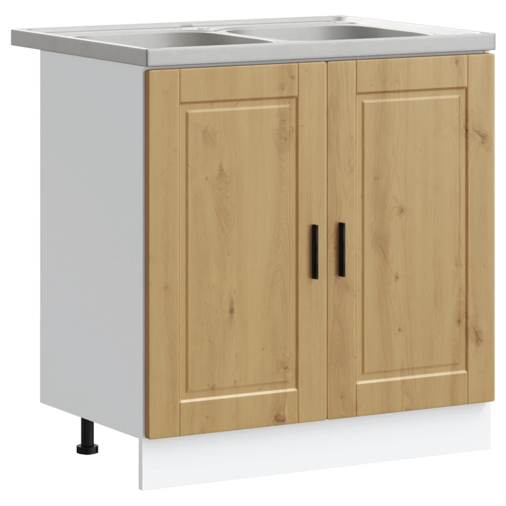 Base del Lavabo  "Porto" con lavabo in rovere artigianale 80x46x84,5 cm in legno ingegnerizzato