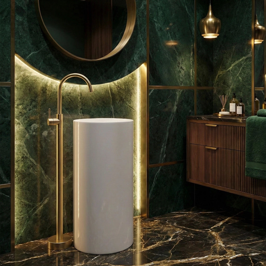 Rubinetto Da Lavabo Rea Lungo Brush Gold