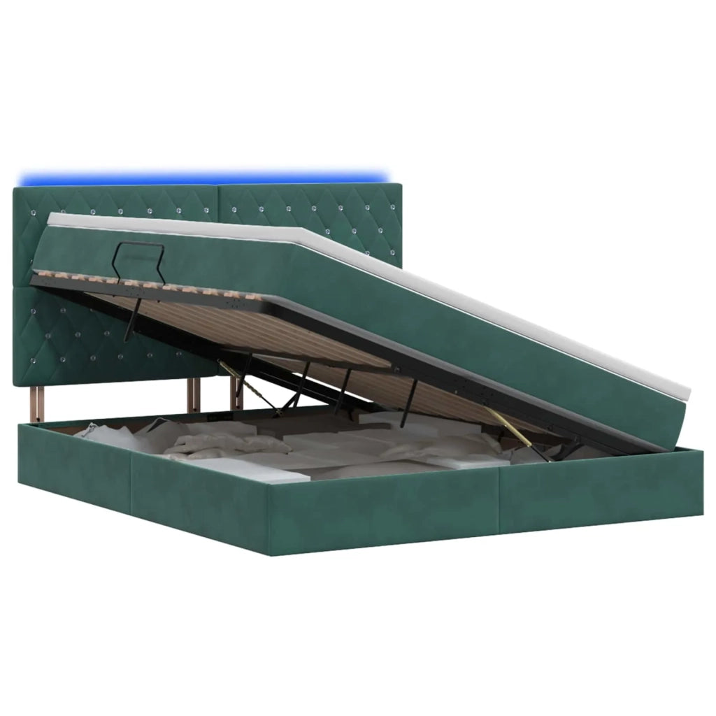 Letto con contenitore LED e materasso Verde Scuro 180 x 200 cm 3460089