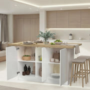 Mobile Dispensa Migani, Isola da Cucina 3 Ripiani Made in Italy, 160x80x90h cm Bianco Lucido