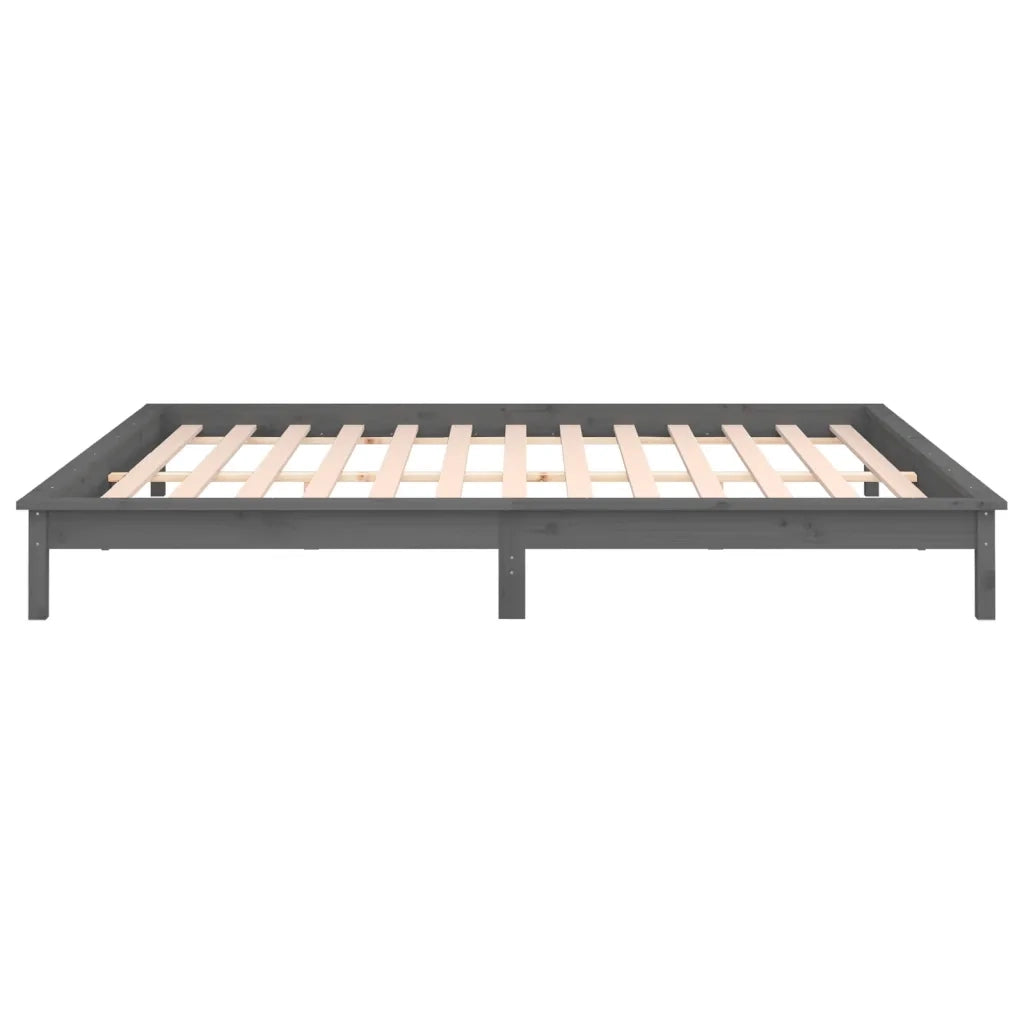 Giroletto con LED-Struttura Letto Grigio 140x190 cm in Legno Massello