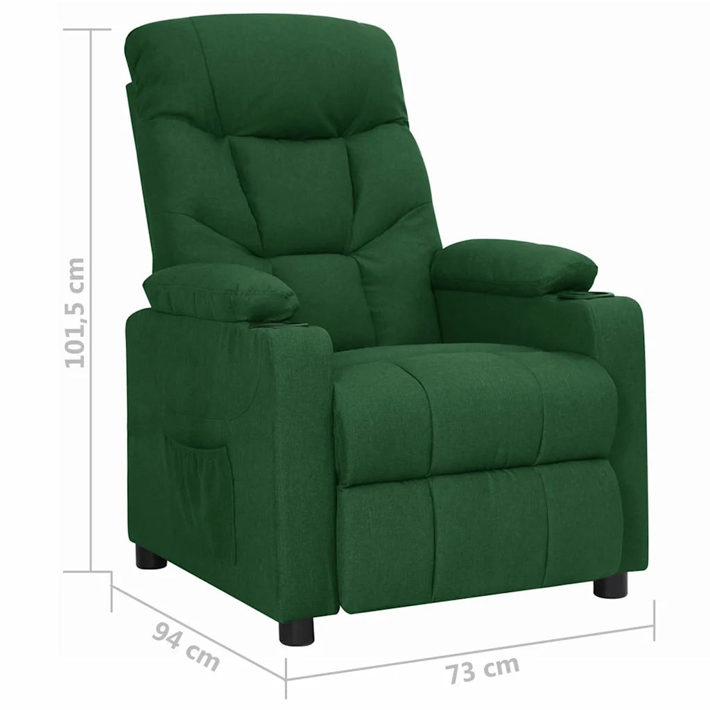 Divano Sedia-Poltrona Reclinabile in Tessuto Verde Scuro 228656