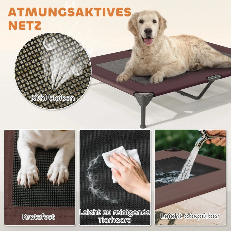 CUCCIA per cani rialzata con tettuccio 106x76x99 cm Coffee